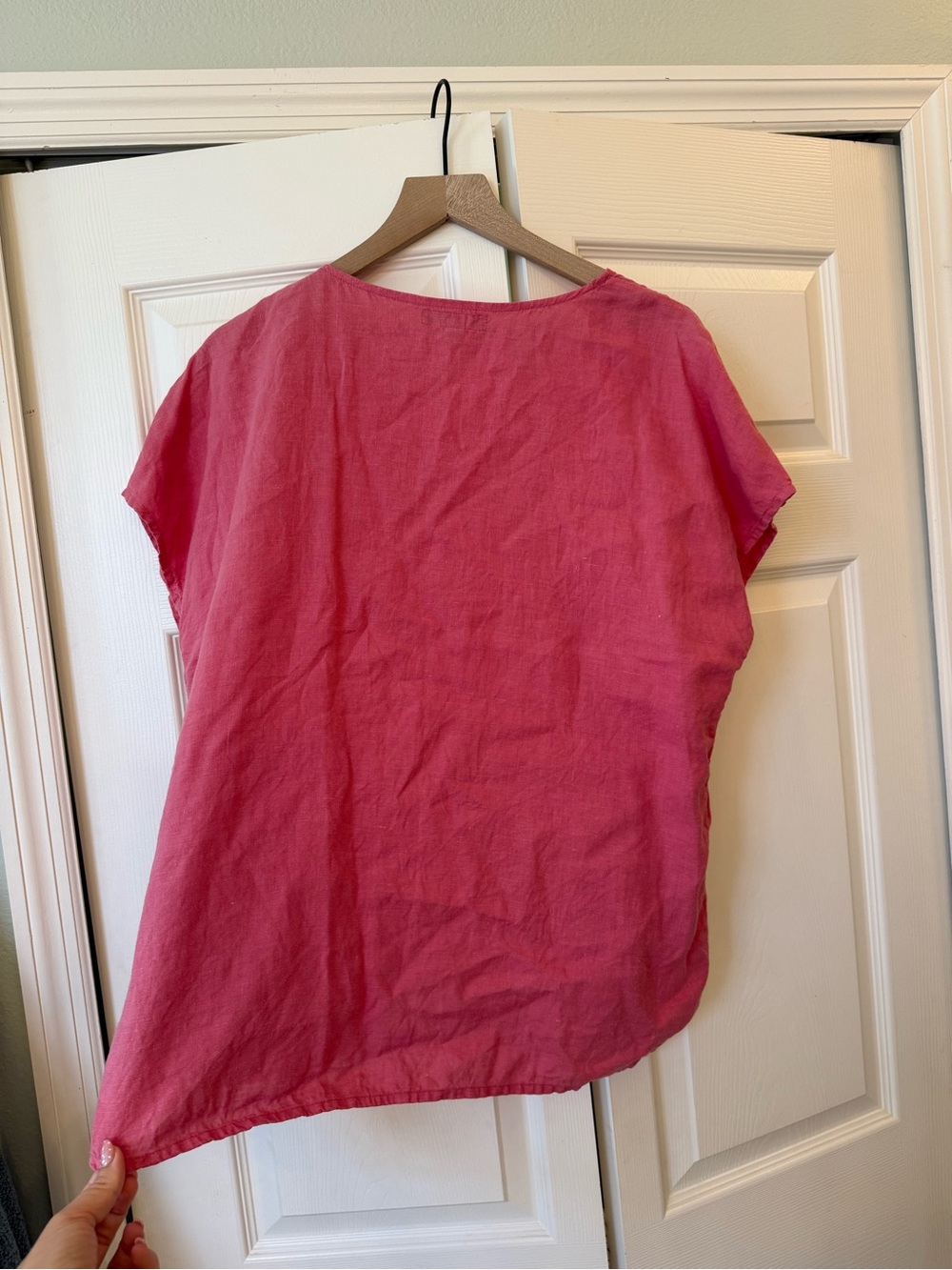 FLAX by Jeanne Engelhart 100% Linen Pink Tee Blouse Sz M - Picture 8 of 8
